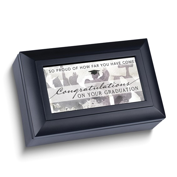 Black Resin Grdauation Music Box