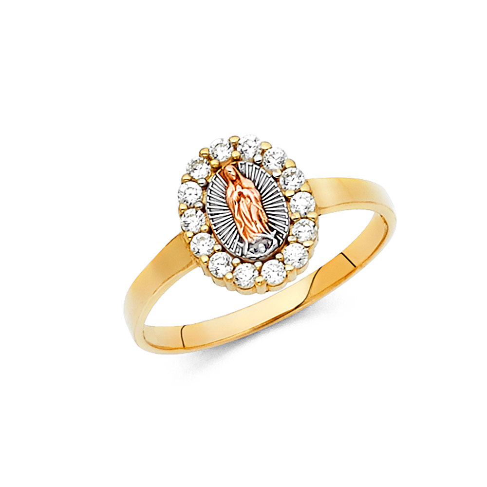 Lady's Two-Tone 14 Karat Round Guadalupe Ring 
Gender: Ladies