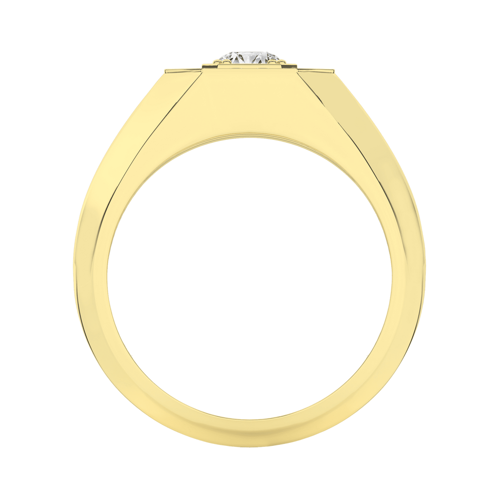 Gent's Yellow 14 Karat Ring one = 1.00ct Round E/F VS Lab Grown Diamon