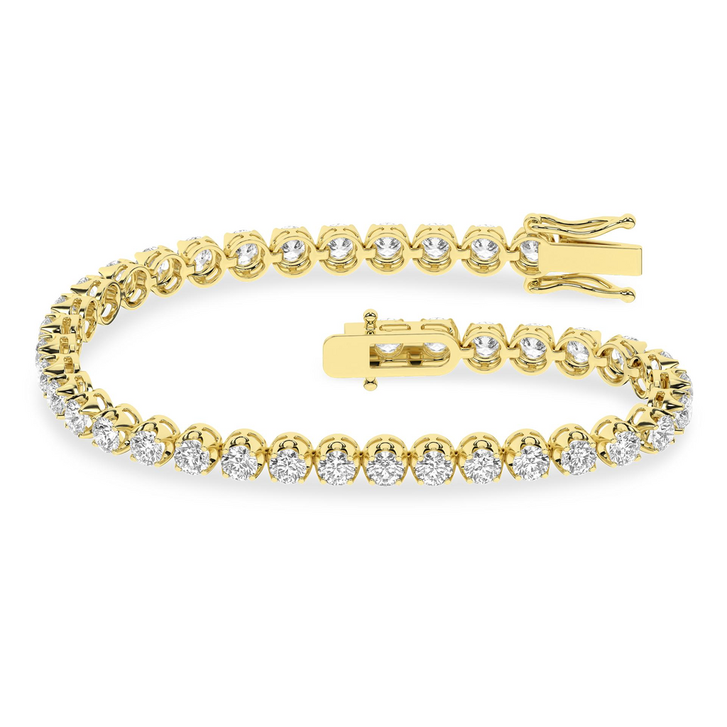 Lady's Yellow 14 Karat Lab Grown Diamond Crown Prong-Tennis Bracelet 4