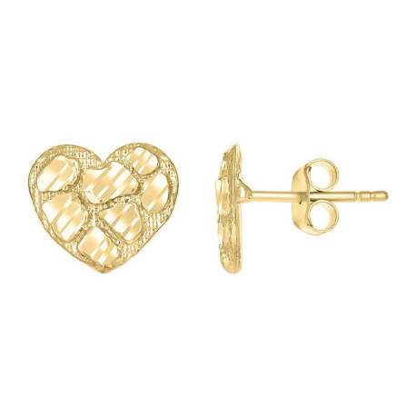 Lady's Yellow 10 Karat heart Earrings Length 10.54 Finish: Nugget