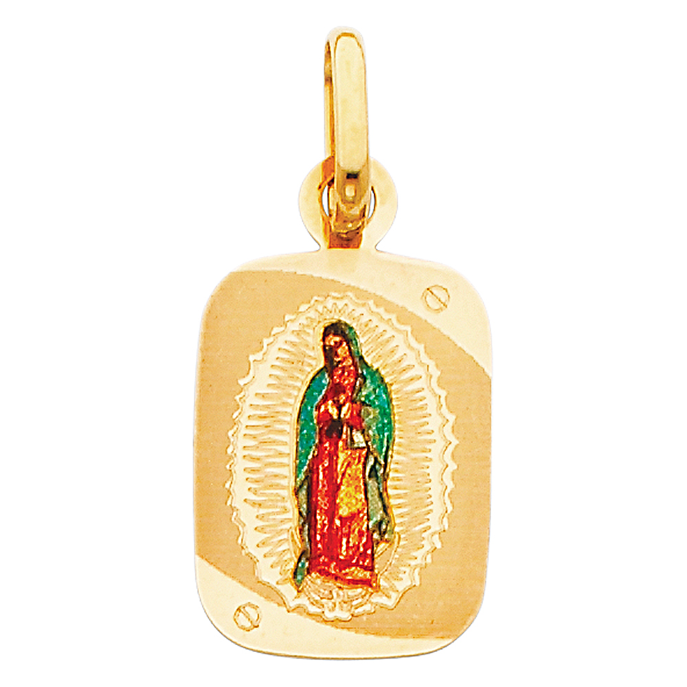 Yellow 14 Karat Virgen de Guadalupe Picture Pendant