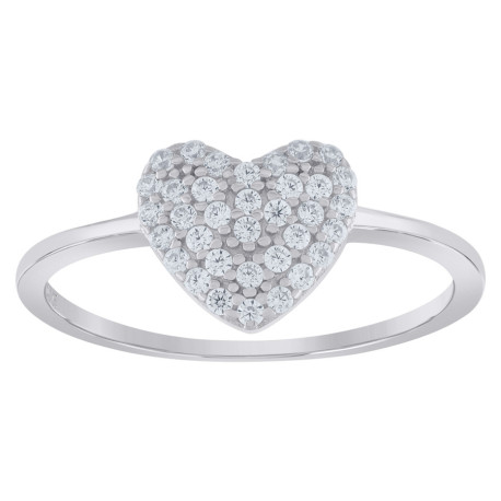 Lady's White Silver cz Ring Length 13.46 Style: Heart