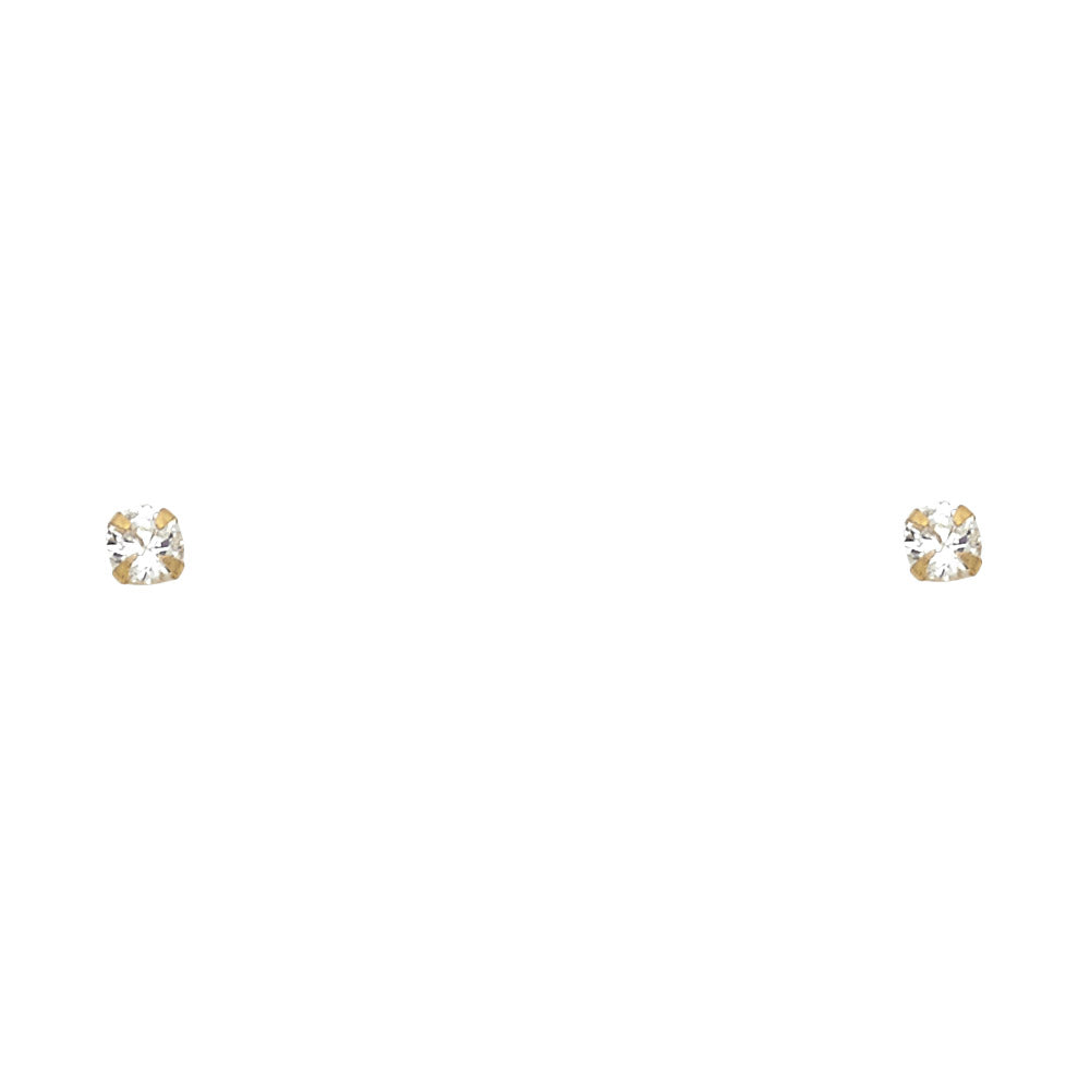 14k y/gd 3mm cz screw round Stud