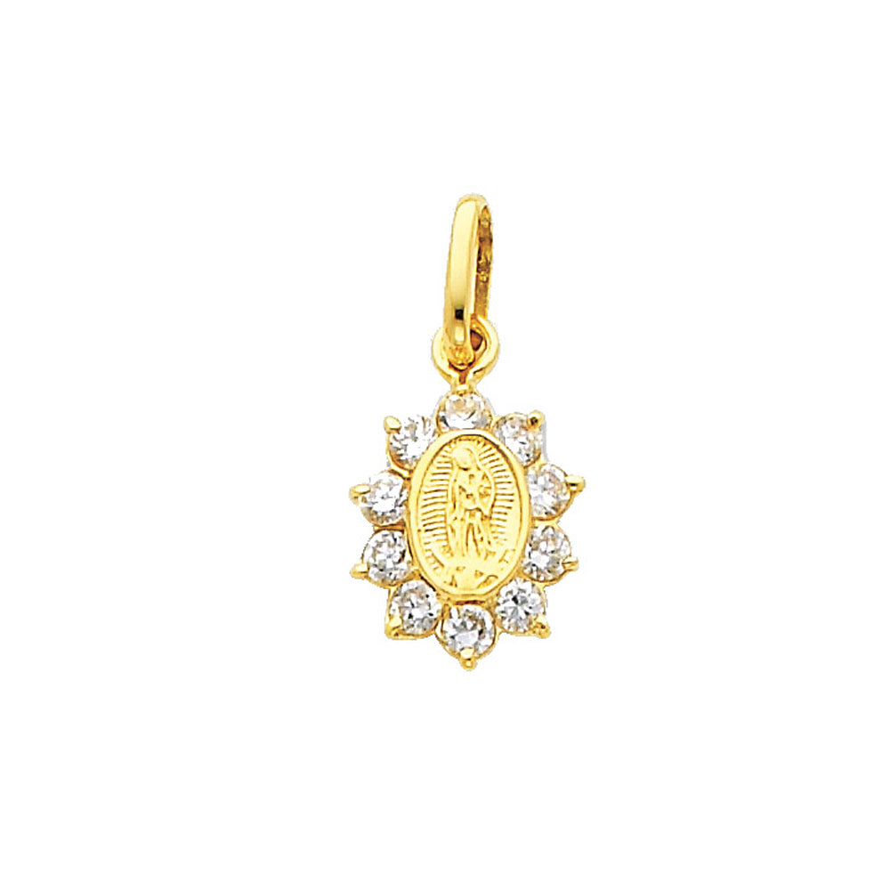 Yellow 14 Karat Cz Guadalupe Pendant
