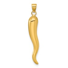 14K Pendant Italian Horn Italian 3D
