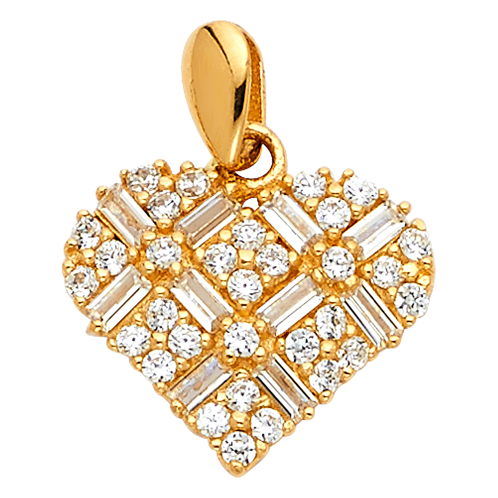 Yellow 14 Karat CZ Heart Pendant