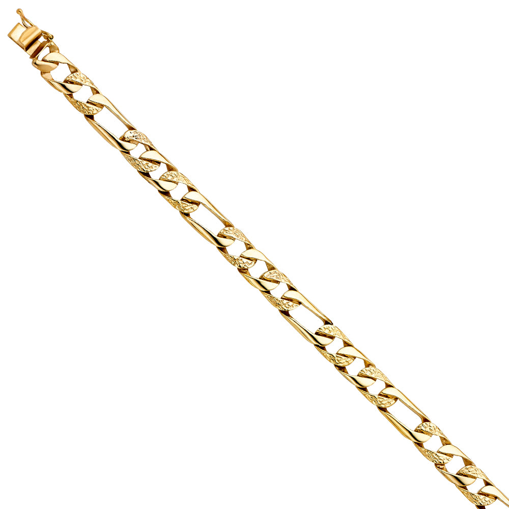 14k y/gd Nugget Figaro link Bracelet Length 8