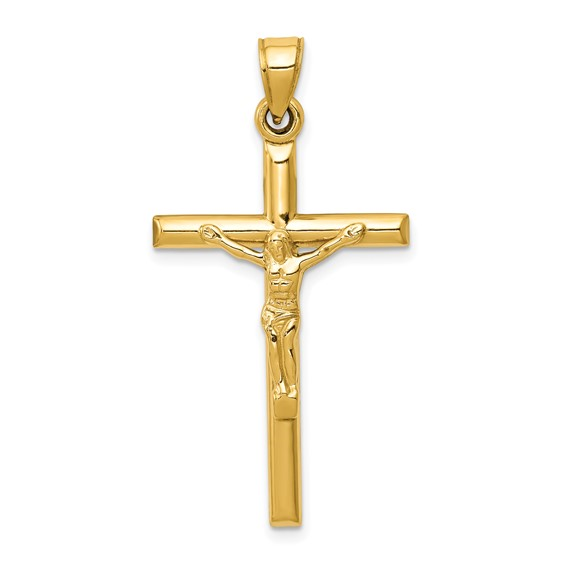 Yellow 14 Karat Crucifix  Charm Length: 39
Gender: Gentlement