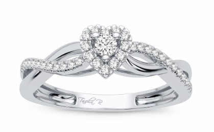 Lady's White 14 Karat Engagement Ring one 0.20ct Round Diamond Style: Heart
Finish: polished
Gender: Ladies