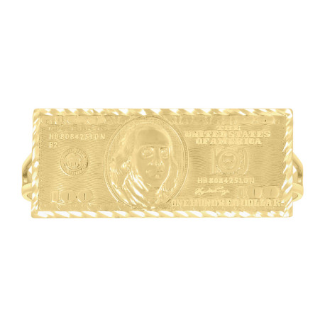 Gent's Yellow 10 Karat two finger 100 dollar bill ring Length 39.31