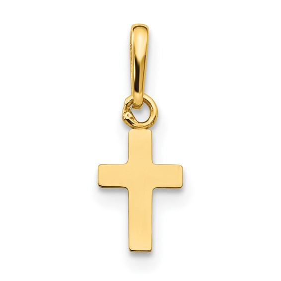 Yellow 14 Karat small Cross children Pendant Length: 9.5