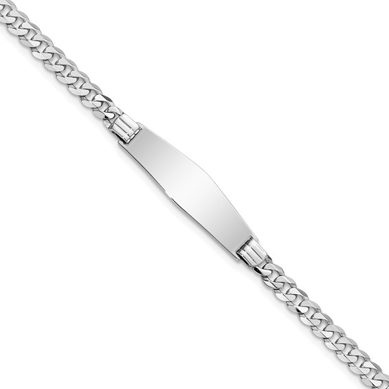 14K White Gold Polished Solid Bracelet Flat Curb SIze 8" ID