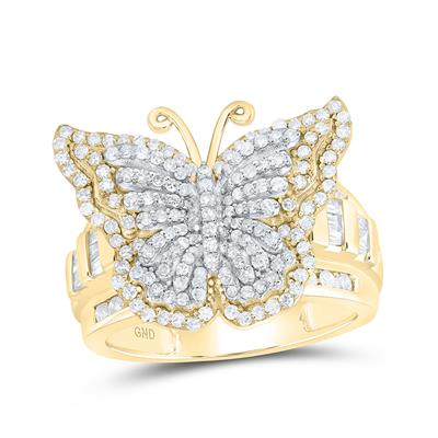 Lady's Yellow 14 Karat Fashion butterfly Ring Length 19.5 = 1.25tw Various Shapes Diamonds Finish: Polished
Gender: Ladies