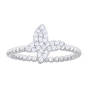 Lady's White Silver Butterfly cubic-zirconia Ring Length 9.73 Style: F