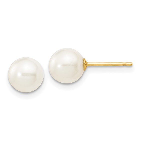 Lady's Yellow 14 Karat Pearl Earrings Length 1 Style: Fashion