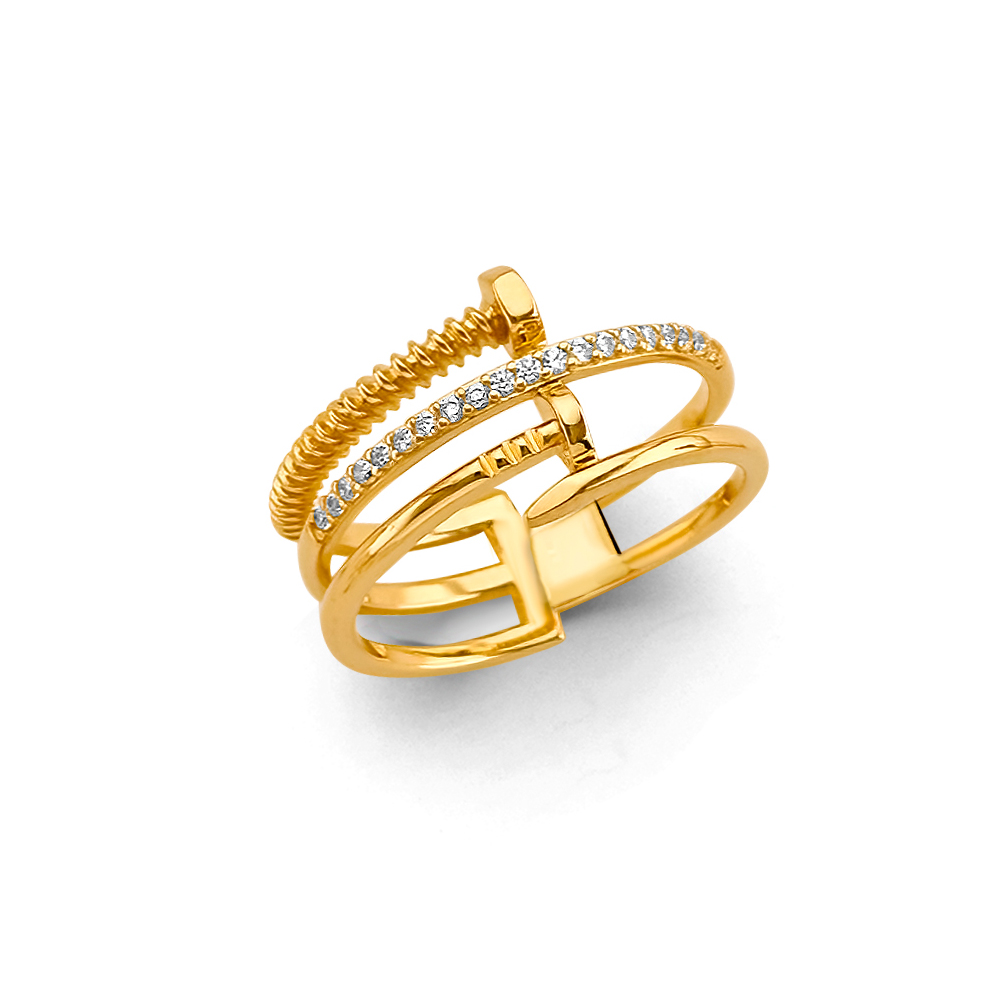 Yellow 14 Karat CZ Nail Ring Other Style: Fashion
Gender: Ladies