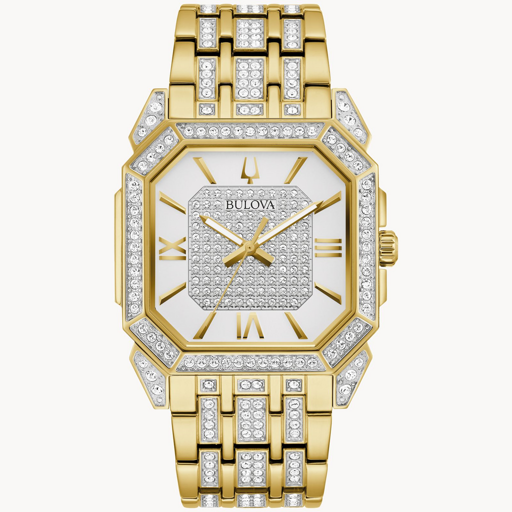 Watch Style: Crystal Octava
Metal: Stainless Steel
Color: Yellow
Finish: polished