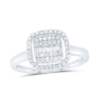 Lady's White 10 Karat Fashion Ring 0.333tw Various Shapes Diamonds Fin