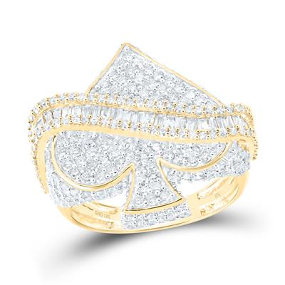 Gent's Yellow 10 Karat Spade Cluster Fashion Ring Length 22.36 = 2.75tw Round Diamonds Finish: Polished
Gender: Gentlement