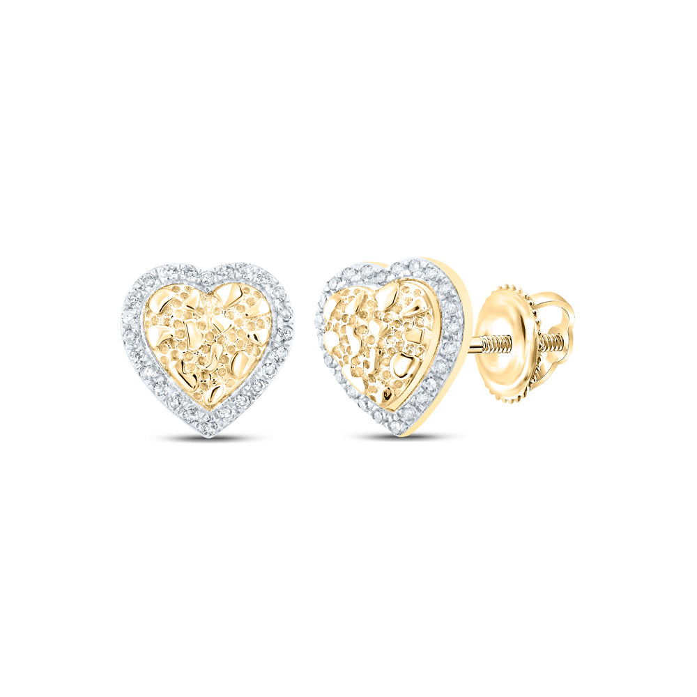 Lady's Yellow 10 Karat Earrings 0.10tw Round Diamonds Finish: nugget Heart
Length: 8.9