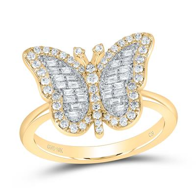 Lady's Yellow 10 Karat Fashion Butterfly Ring 0.333tw Various Shapes Diamonds Finish: Polished
Gender: Ladies