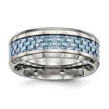 Titanium polished with light blue carbon fiber carb 8mm  size 13
