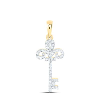 Yellow 10 Karat Key Pendant = 0.20tw Round Diamonds LengthMM: 23.6