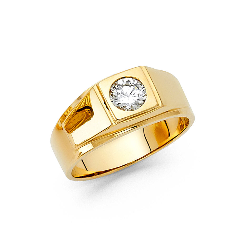 Gent's Yellow 14 Karat CZ Fashion Ring