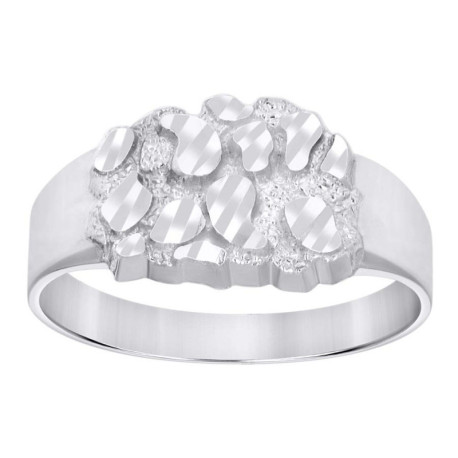 Gent's White Silver Nugget Ring Length 10.35