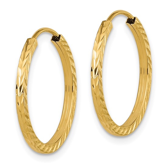 Diamond-Cut Square Tube Endless Hoop Earrings
