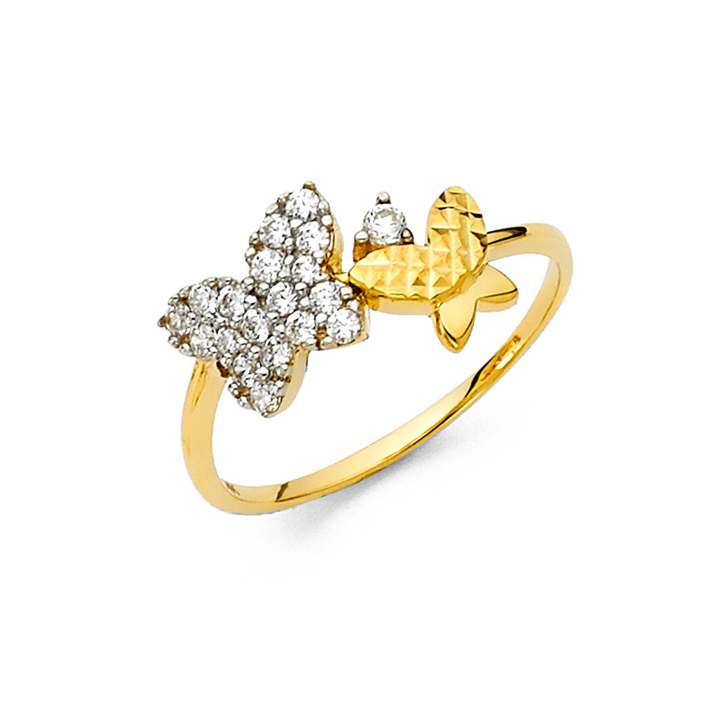 Lady's Yellow 14 Karat Butterfly cz Fashion Ring Gender: Ladies