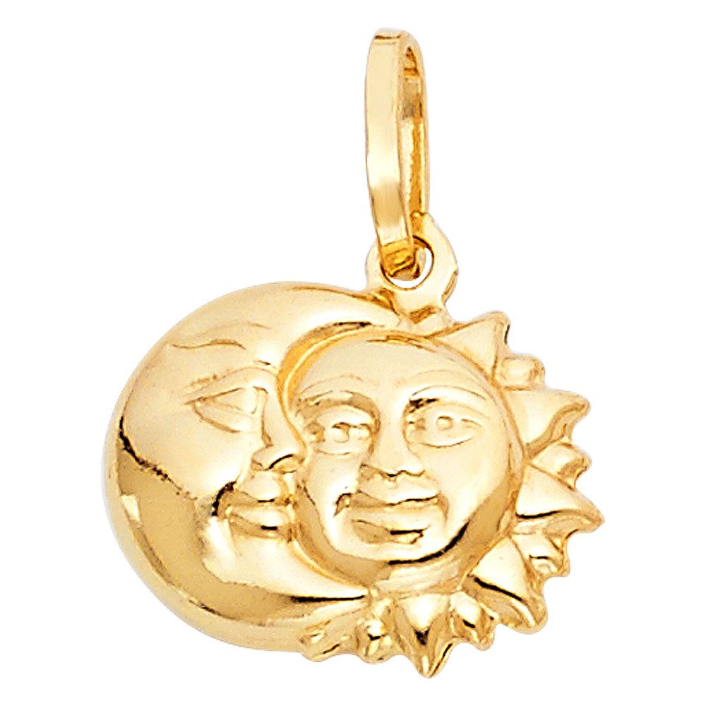 14 Karat Yellow Sun & Moon Pendant 13X13