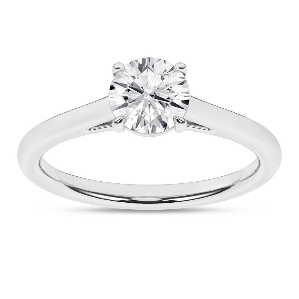 Lady's White 14 Karat Engagement Ring one 1.00ct Round F VS Lab Grown Diamond Finish: polished