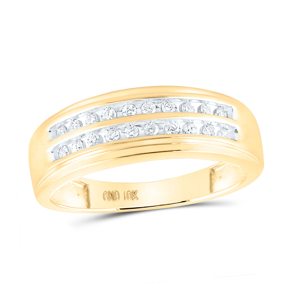 Yellow 10 Karat bandFashion Ring Size 10 0.25tw Round Diamonds Finish: High polish