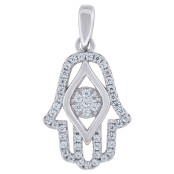 Sterling Silver Cz Evill Eye Hamsa Pendant
Gender: Unisex