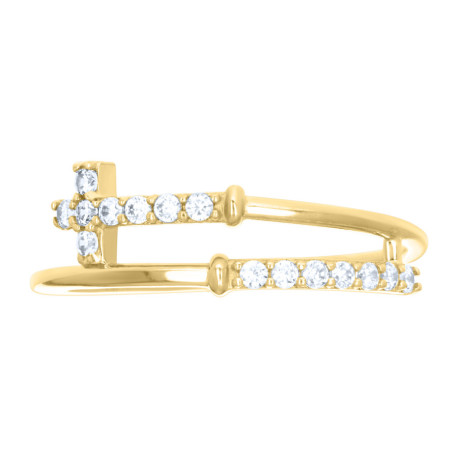 Lady's Yellow 10 Karat cz Cross Ring Length 6.6