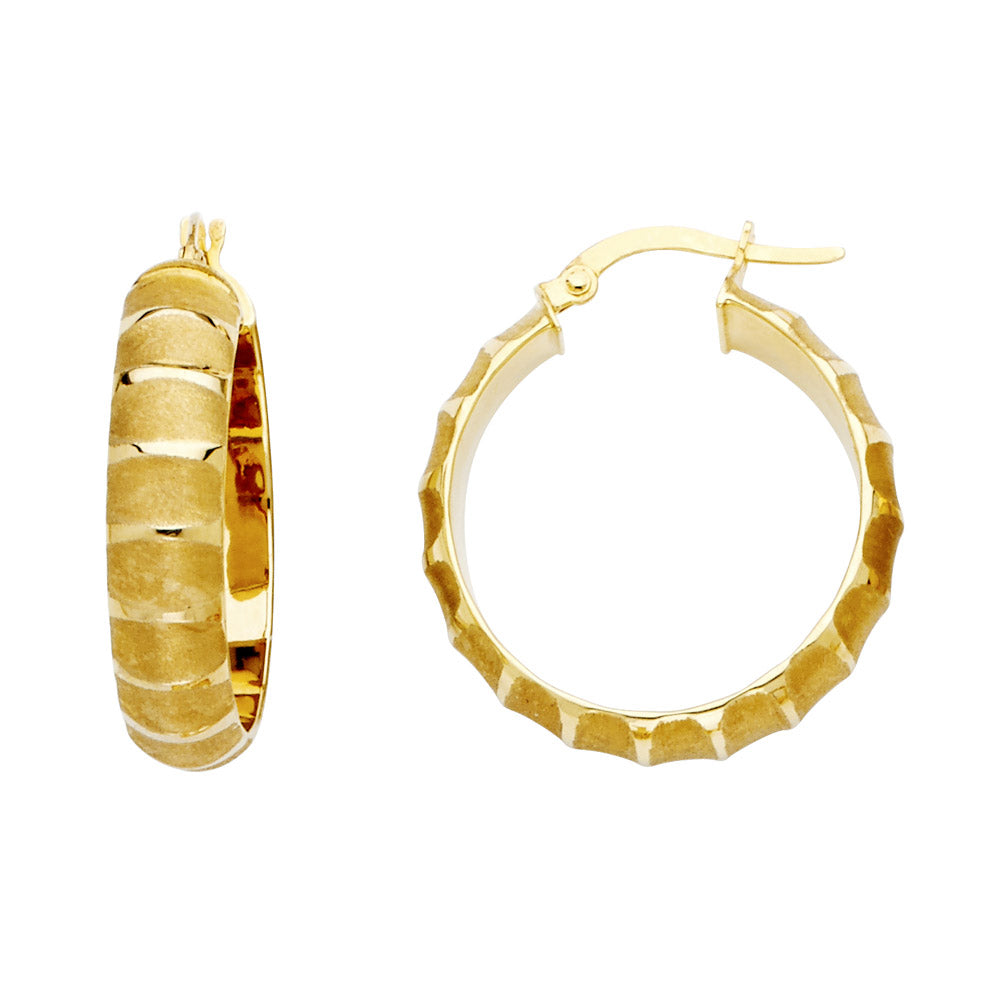 Lady's Yellow 14 Karat Medium Hoop Earrings