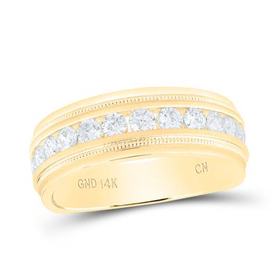 Yellow 14 Karat Men's Diamond Wedding Band = 1.00tw Round Diamonds Finish: satin/brushed
Gender: Gentlement