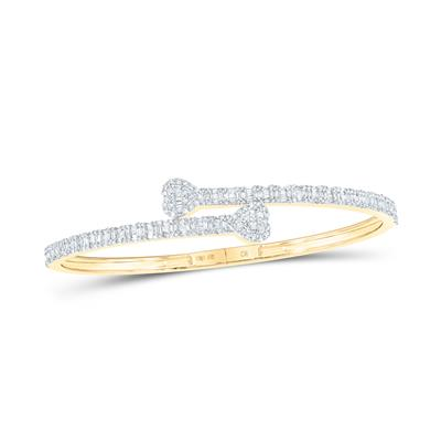 Yellow 10 Karat bangle heart Bracelet Length 58.94 = 1.50tw Various Shapes Diamonds