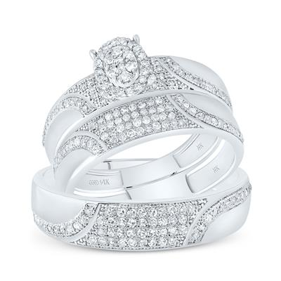Lady's White 10 Karat Wedding Set 0.75tw Round Diamonds Finish: Polished
Wedding: Trio