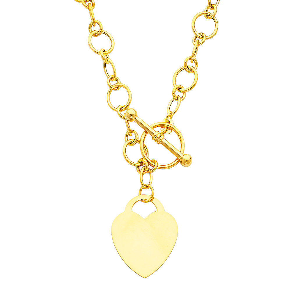 Lady's Yellow 14 Karat lite hollow with heart Necklace Length 18