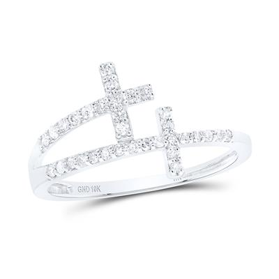 Lady's White 10 Karat Fashion Ring Length 10.64 = 0.20tw Round Diamond