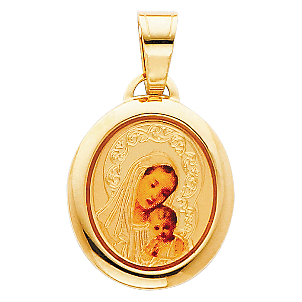 Yellow 14 Karat Our Lady of Mt. Carmel Picture Pendant Length: 18x15mm