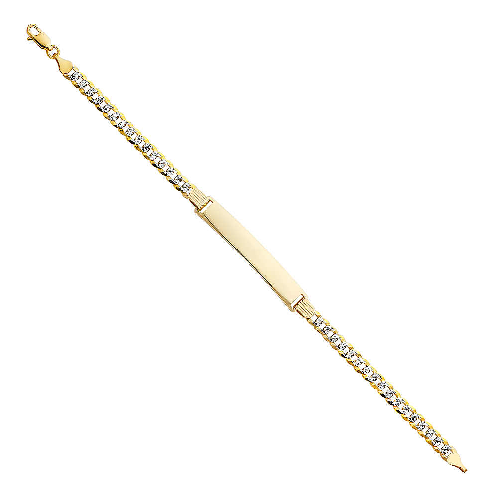 14 Karat Diamond Cut Bracelet Style: Cuban-pave
Color: Yellow
Length