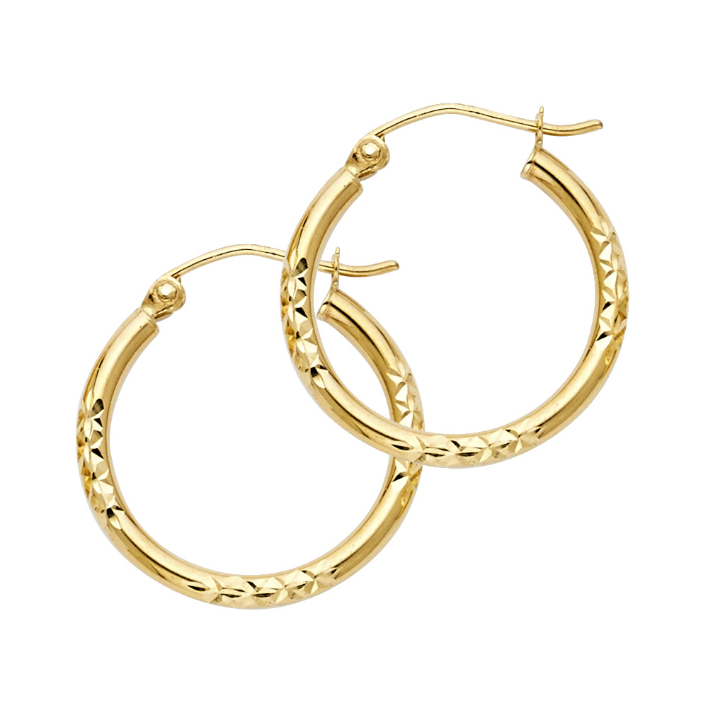 Lady's Yellow DC 14 Karat Hoop Earrings Length 20