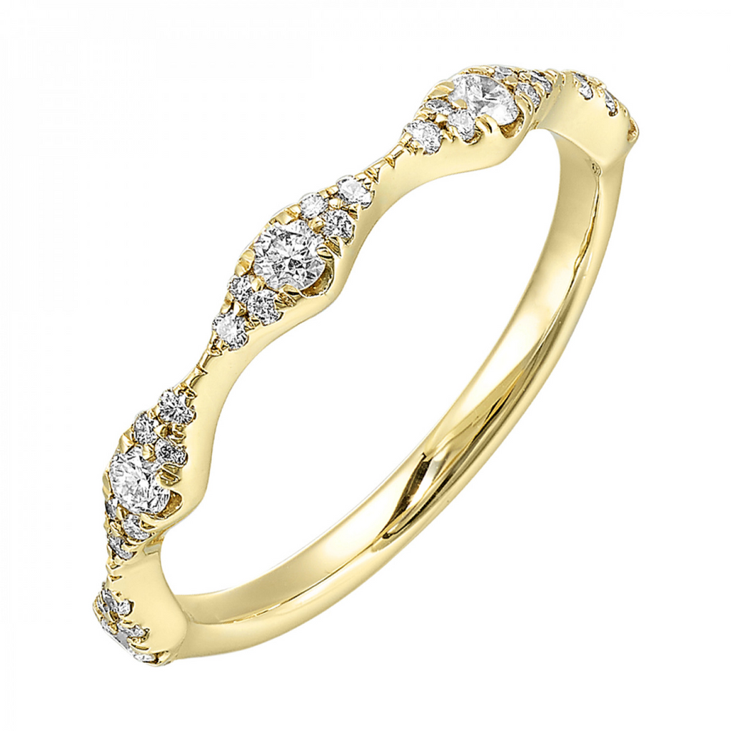 Lady's Yellow 14 Karat Wedding Band 35 0.333tw Round SI2 Diamonds