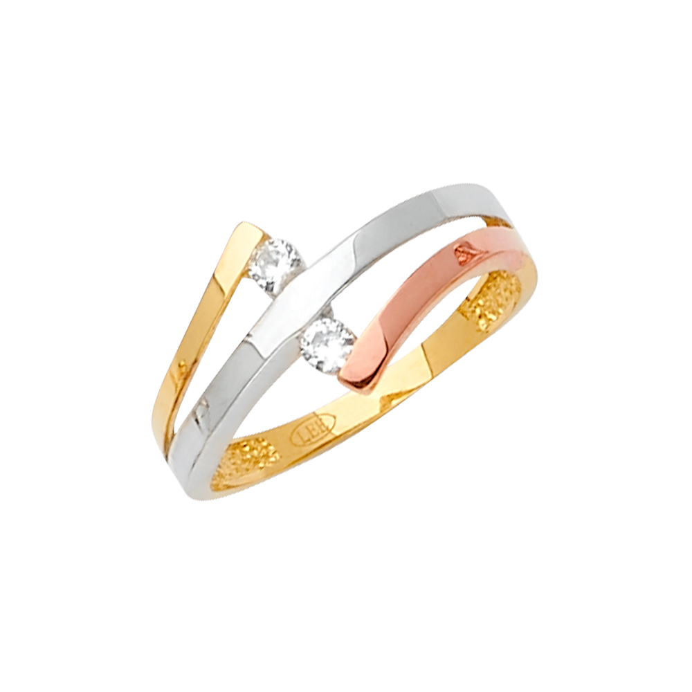 Lady's Three-Tone 14 Karat Fashion Ring Length 9.9 Style: Fashion