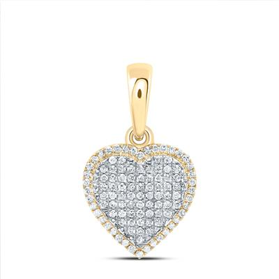 Lady's Yellow 10 Karat Fashion Heart Pendant 0.375tw Round Diamonds Le