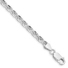 White Sterling Silver Rhodium-plated 4.25mm diamond cut Bracelet Style